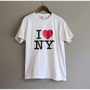 I Love NY Size Large White T-shirt Tee Shirt Mens Short Sleeve NYC New York